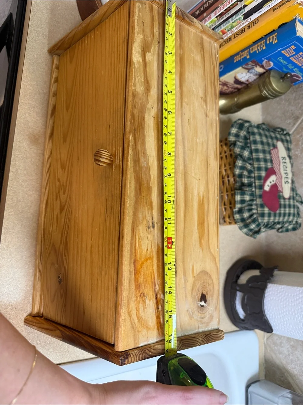 Solid Pine Wooden Bread Box in Natural Finish